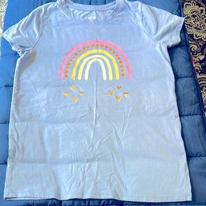 Cat & Jack girls “Rainbow” Tee, short sleeve, light blue, size L(10/12)